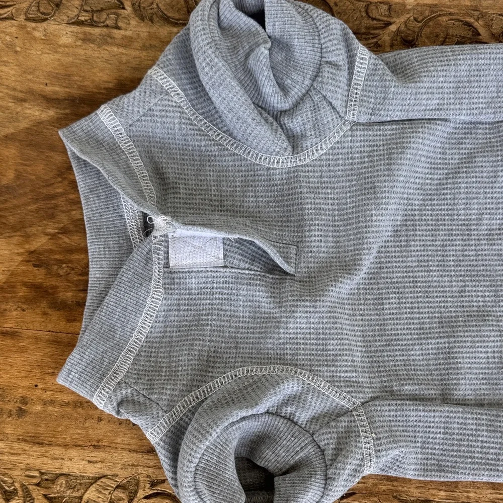 Fab Dog Grey Waffle Knit Dog Onesie